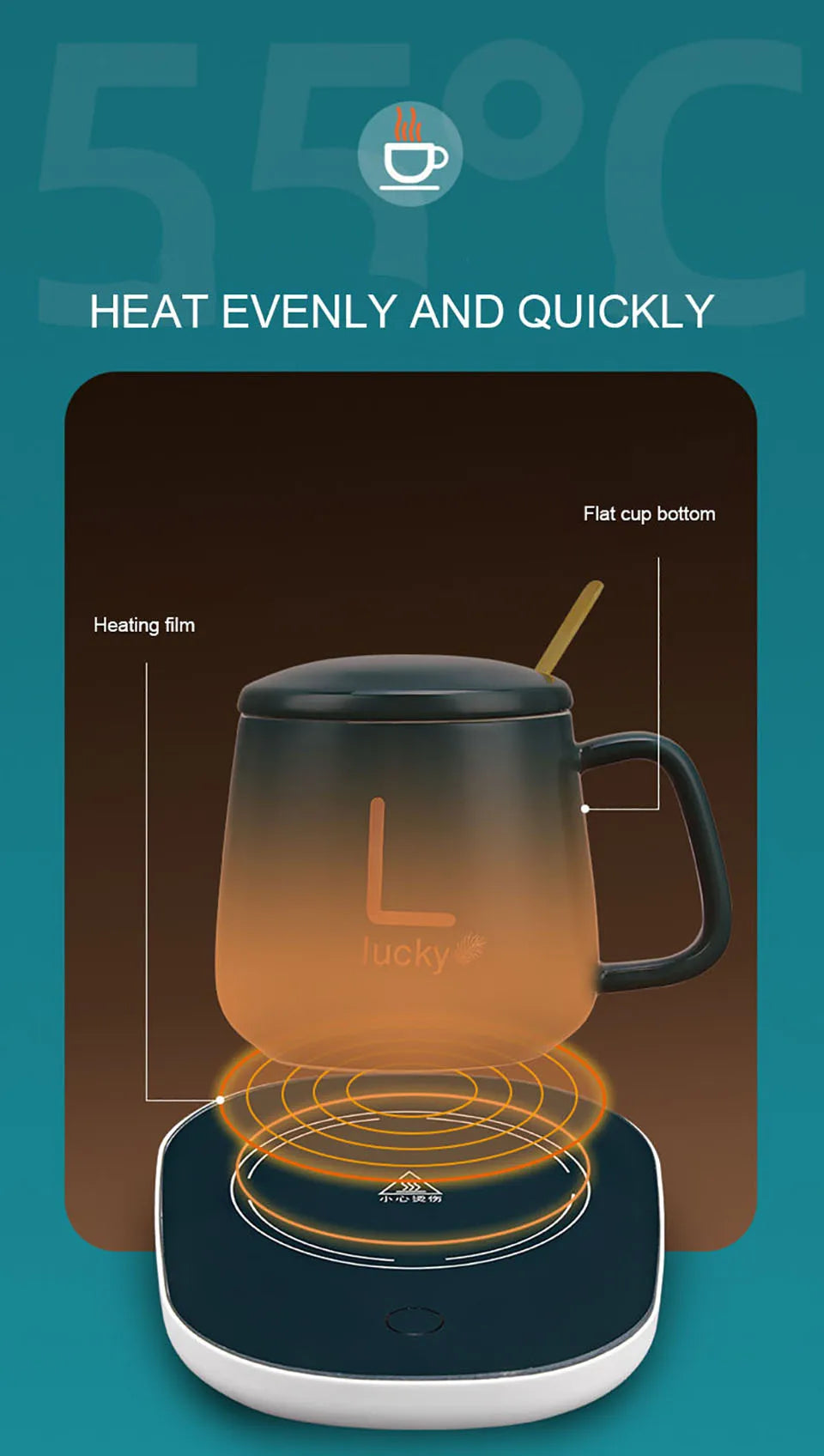 55℃ Coffee Mug Warmer Pad Cup Heater Coaster Constant Temperature Heating USB Electric Mug Mat Set Milk Water Home Office Gift