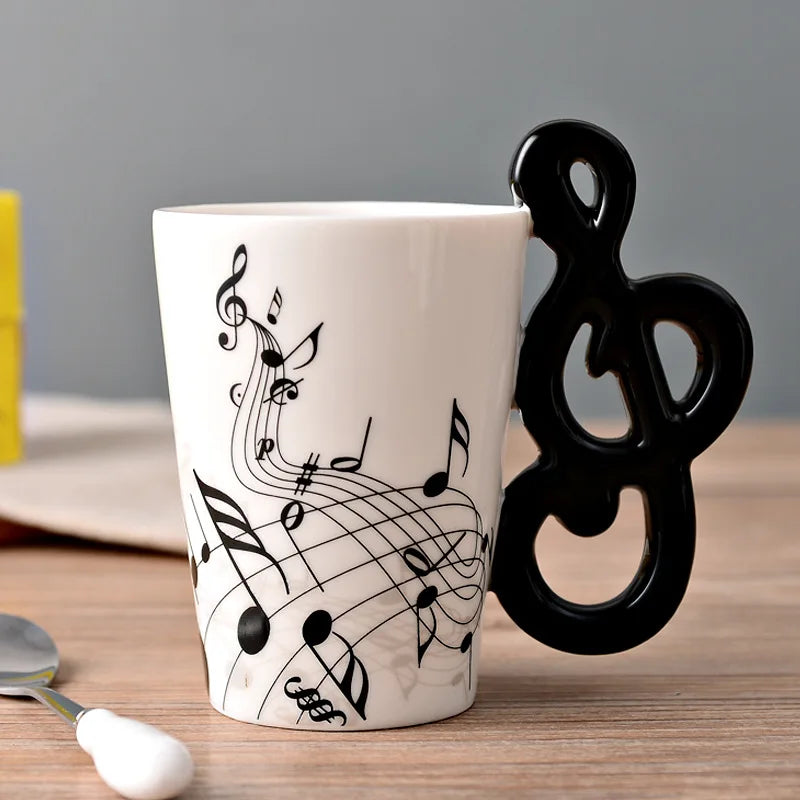 2025 240ml Creative Music Ceramic Mug Guitar Violin Style Cute Coffee Tea Milk Stave Mugs And Cups with Handle Novelty Gifts