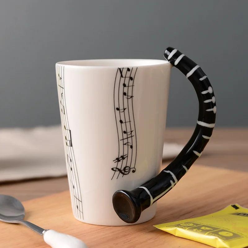 2025 240ml Creative Music Ceramic Mug Guitar Violin Style Cute Coffee Tea Milk Stave Mugs And Cups with Handle Novelty Gifts