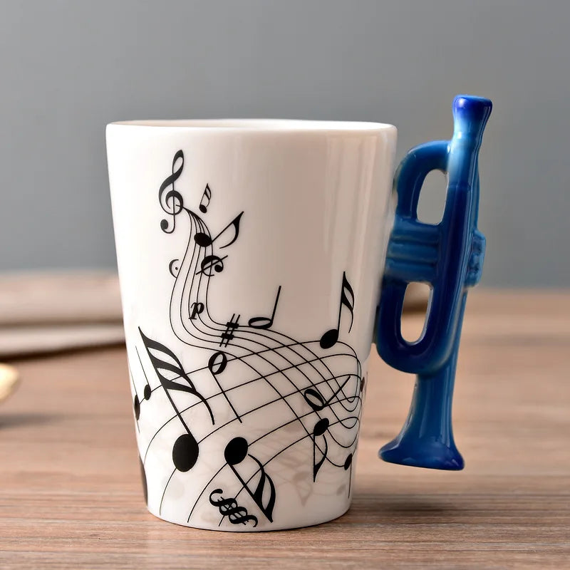 2025 240ml Creative Music Ceramic Mug Guitar Violin Style Cute Coffee Tea Milk Stave Mugs And Cups with Handle Novelty Gifts