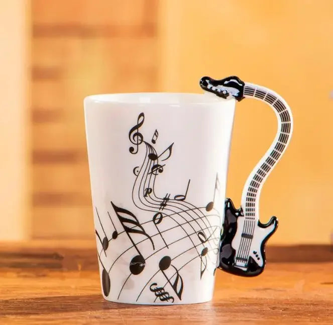 2025 240ml Creative Music Ceramic Mug Guitar Violin Style Cute Coffee Tea Milk Stave Mugs And Cups with Handle Novelty Gifts