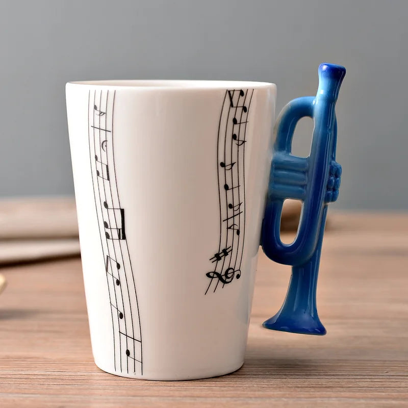 2025 240ml Creative Music Ceramic Mug Guitar Violin Style Cute Coffee Tea Milk Stave Mugs And Cups with Handle Novelty Gifts