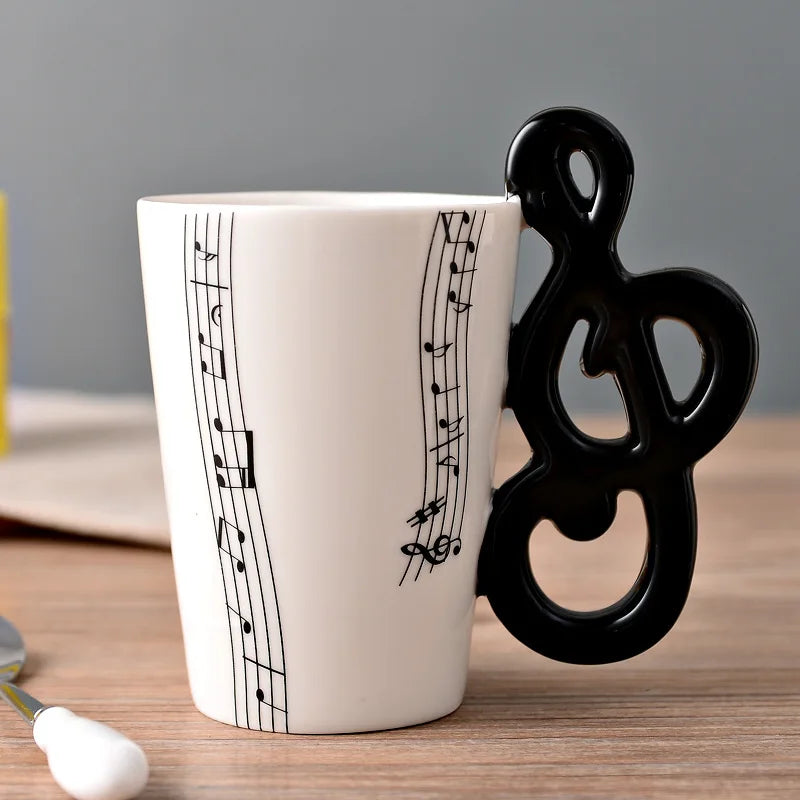 2025 240ml Creative Music Ceramic Mug Guitar Violin Style Cute Coffee Tea Milk Stave Mugs And Cups with Handle Novelty Gifts