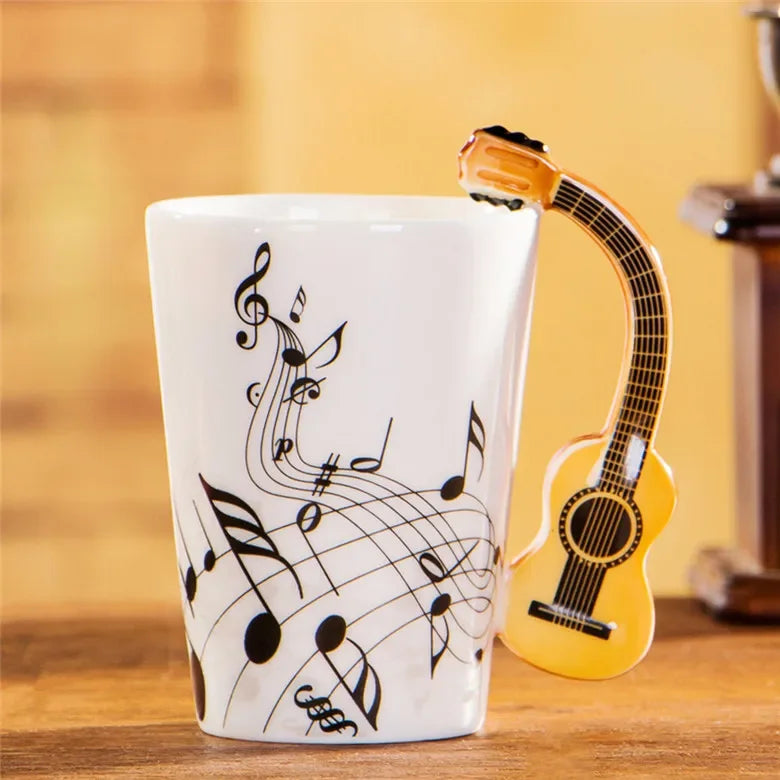 2025 240ml Creative Music Ceramic Mug Guitar Violin Style Cute Coffee Tea Milk Stave Mugs And Cups with Handle Novelty Gifts