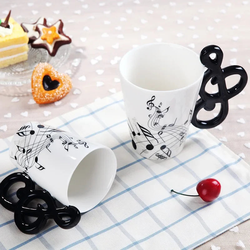 2025 240ml Creative Music Ceramic Mug Guitar Violin Style Cute Coffee Tea Milk Stave Mugs And Cups with Handle Novelty Gifts