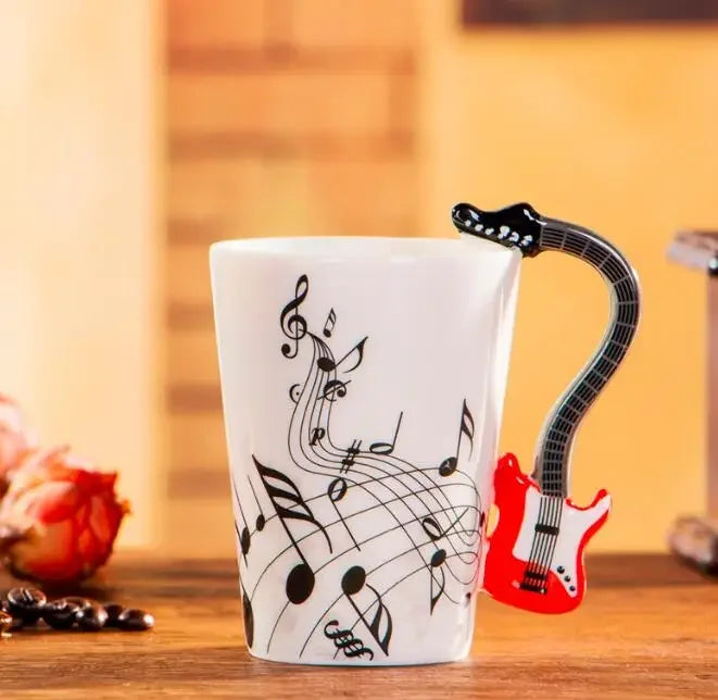 2025 240ml Creative Music Ceramic Mug Guitar Violin Style Cute Coffee Tea Milk Stave Mugs And Cups with Handle Novelty Gifts