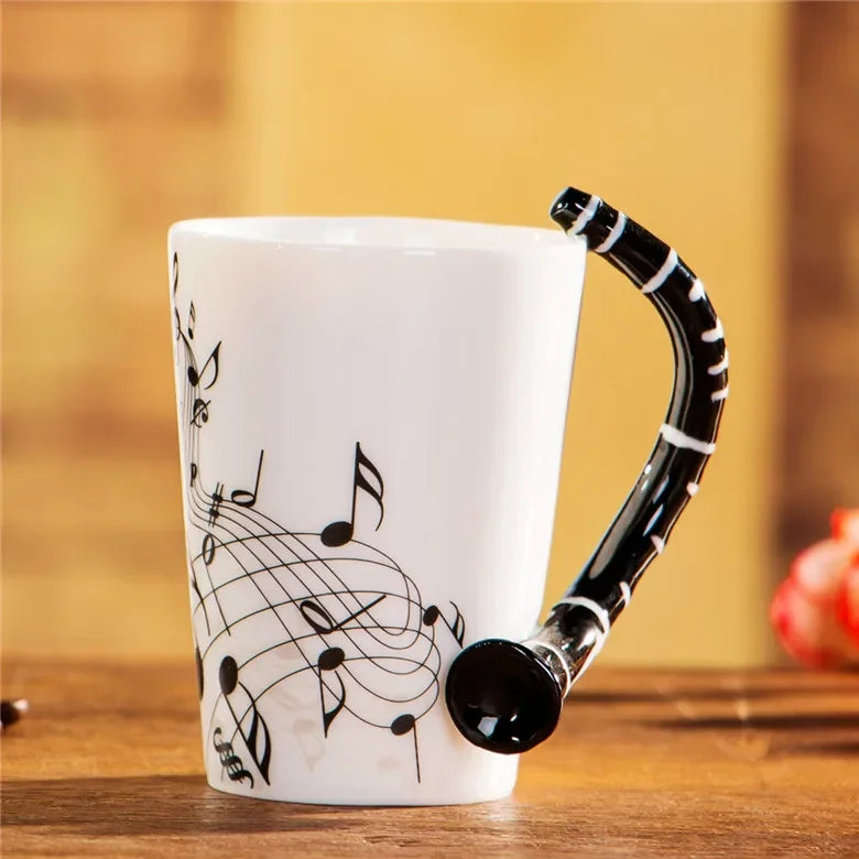 2025 240ml Creative Music Ceramic Mug Guitar Violin Style Cute Coffee Tea Milk Stave Mugs And Cups with Handle Novelty Gifts