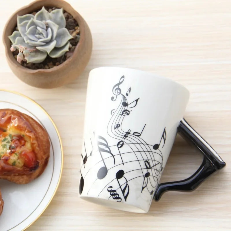 2025 240ml Creative Music Ceramic Mug Guitar Violin Style Cute Coffee Tea Milk Stave Mugs And Cups with Handle Novelty Gifts
