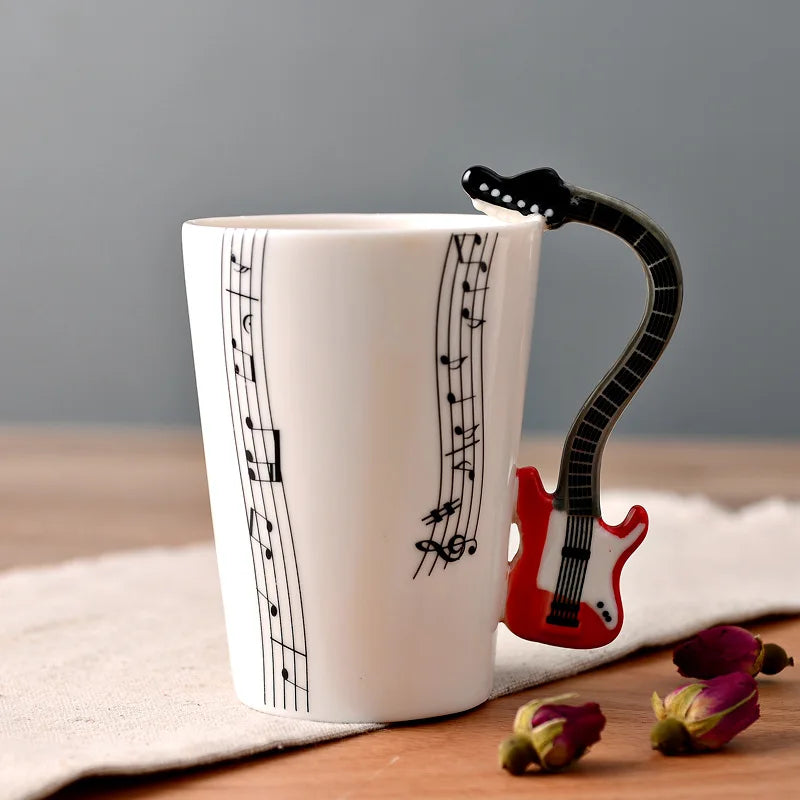 2025 240ml Creative Music Ceramic Mug Guitar Violin Style Cute Coffee Tea Milk Stave Mugs And Cups with Handle Novelty Gifts