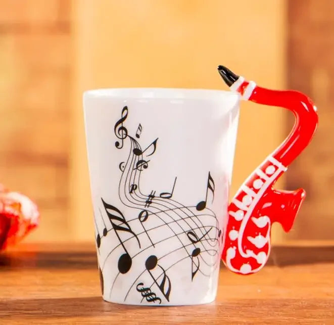2025 240ml Creative Music Ceramic Mug Guitar Violin Style Cute Coffee Tea Milk Stave Mugs And Cups with Handle Novelty Gifts