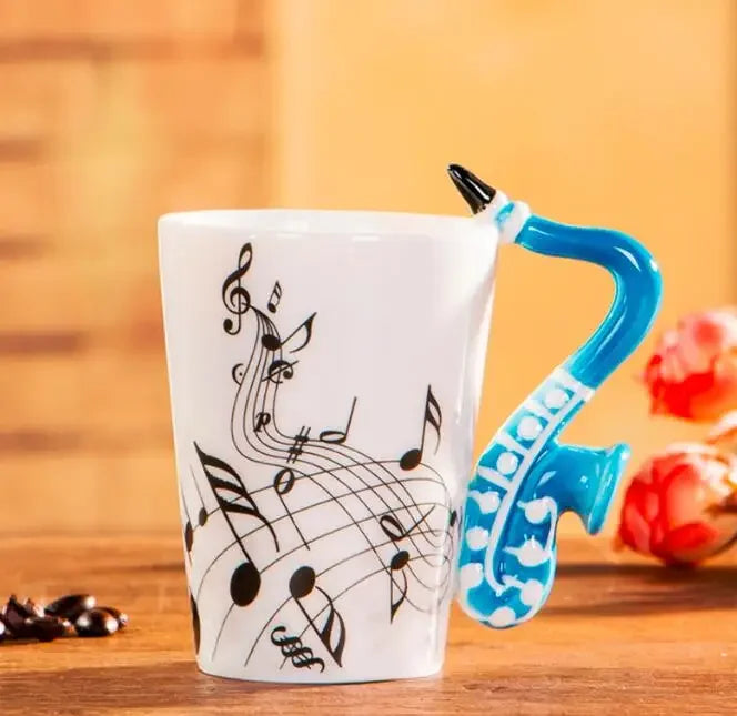2025 240ml Creative Music Ceramic Mug Guitar Violin Style Cute Coffee Tea Milk Stave Mugs And Cups with Handle Novelty Gifts