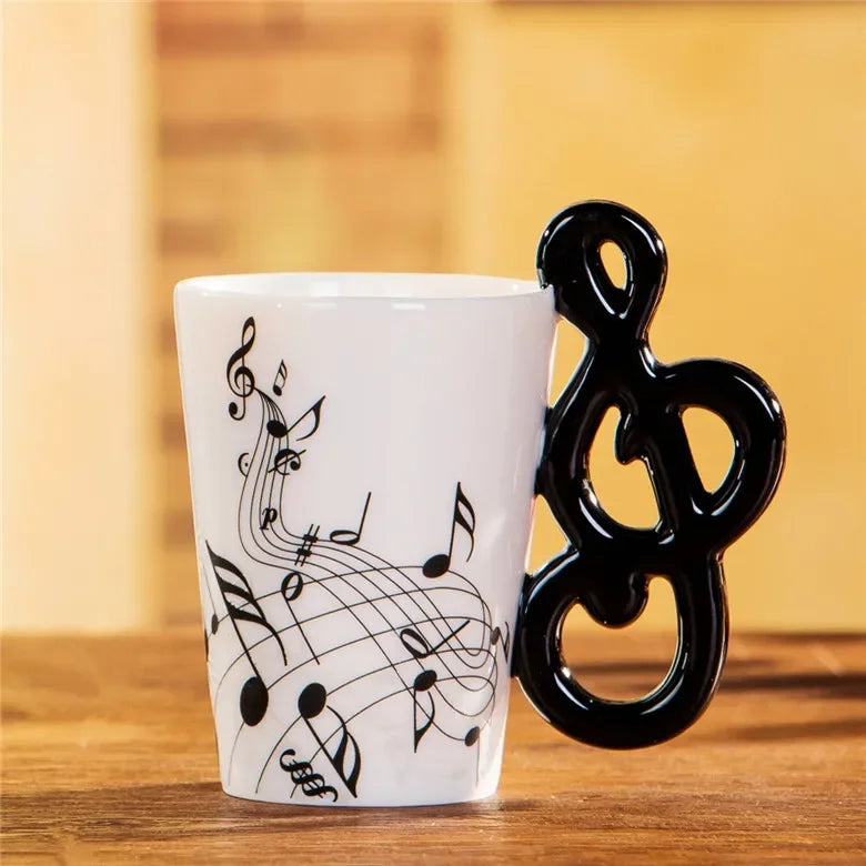 2025 240ml Creative Music Ceramic Mug Guitar Violin Style Cute Coffee Tea Milk Stave Mugs And Cups with Handle Novelty Gifts