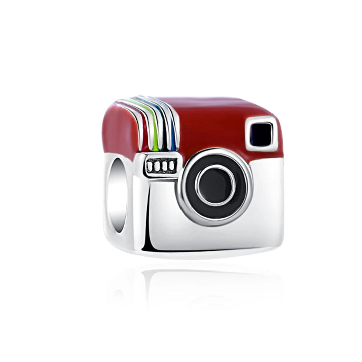 Silver Camera Phone Headset Charm Pendant