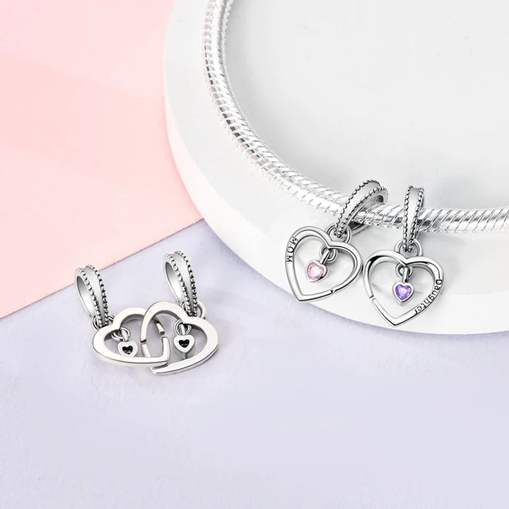 2025 New 925 Sterling Silver Pink Heart Charms Fit Pandora