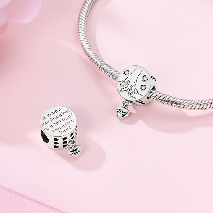 2025 New 925 Sterling Silver Pink Heart Charms Fit Pandora