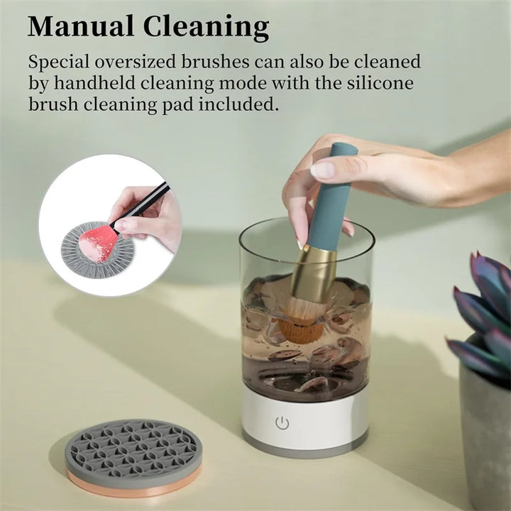 Electric Makeup Brush Cleaner &amp; Dryer – Automatic Spinning Brush Cleaner with Cleaner Mat for Quick, Efficient Cleaning
