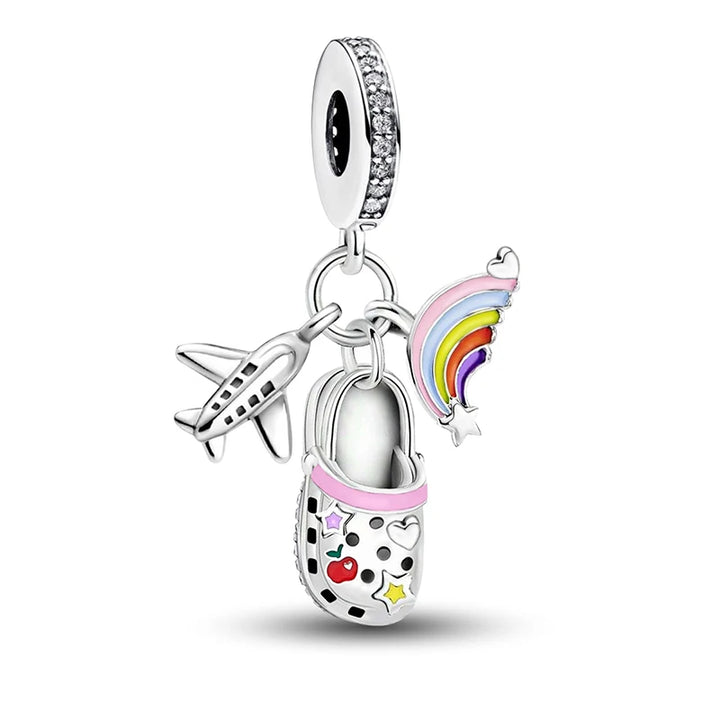 Silver Pink Crown Perfume Pendant Beads Jewelry