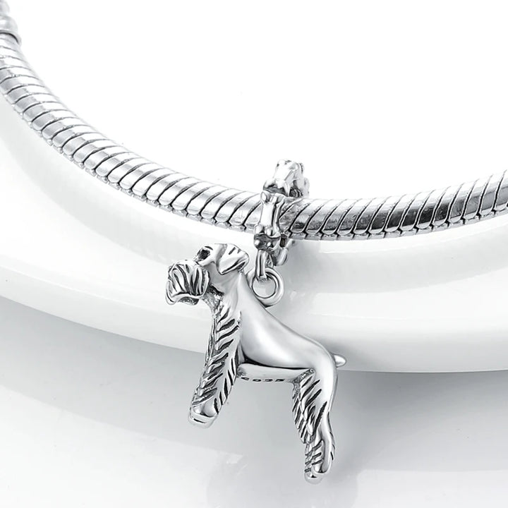 Dog Schnauzer French Bulldog Silver Plated Charm Beads