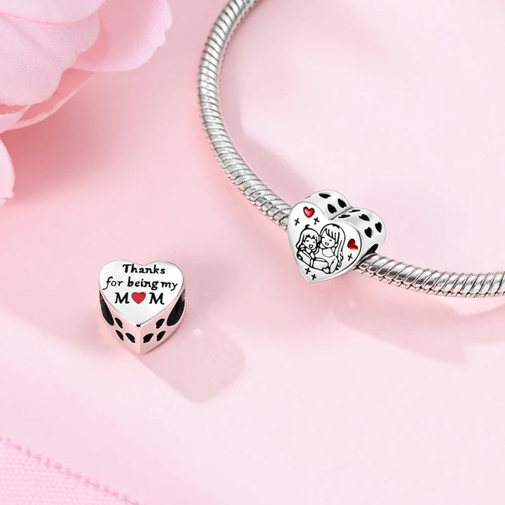 2025 New 925 Sterling Silver Pink Heart Charms Fit Pandora