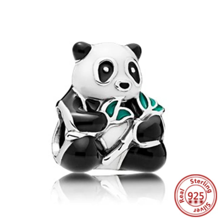 Silver Cartoon Cute Panda Bear Pendant for DIY Jewelry