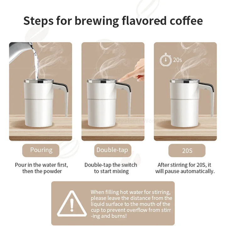 Mini Electric Coffee Self Mixing Mug Waterproof USB Rechargeable 380ML