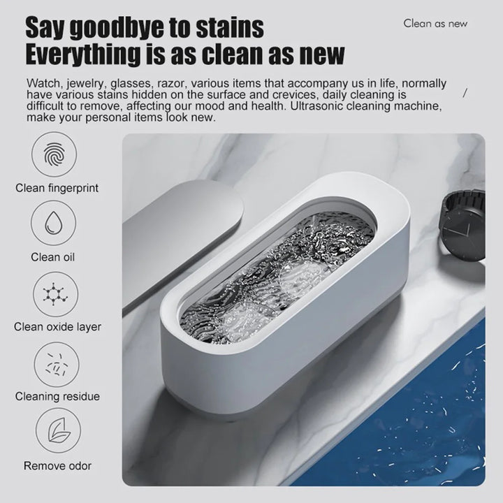 45000Hz Ultrasonic Cleaner – 360° Deep Cleaning for Jewelry, Glasses &amp; Watches | USB-C Rechargeable, Low-Noise &amp; Portable"