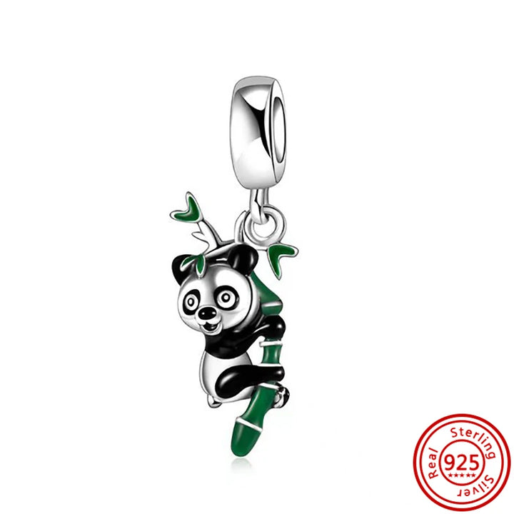 Silver Cartoon Cute Panda Bear Pendant for DIY Jewelry