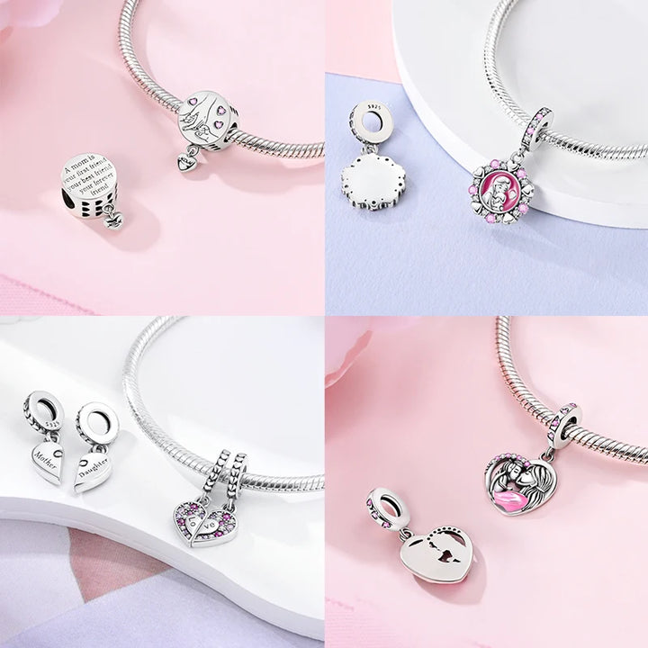 2025 New 925 Sterling Silver Pink Heart Charms Fit Pandora