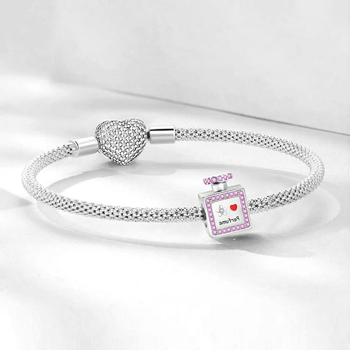 Silver Pink Crown Perfume Pendant Beads Jewelry
