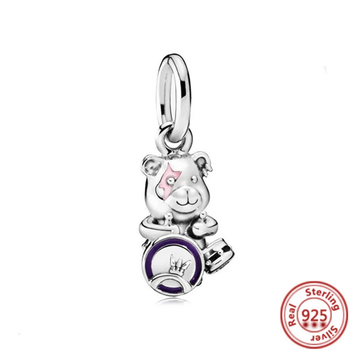 Silver Cartoon Cute Panda Bear Pendant for DIY Jewelry