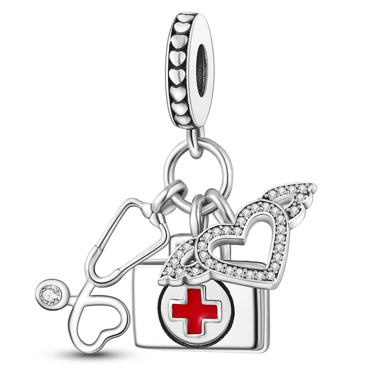 Sterling Silver CZ Dentist Tooth Charm Beads for Women
