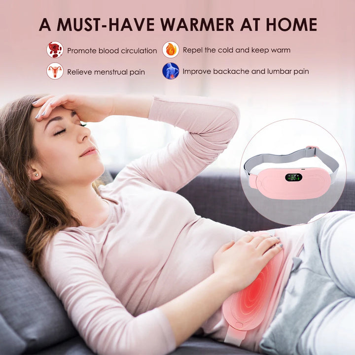 Electric Heating Massage Belt – Ultimate Menstrual Cramp Relief &amp; Comfort | Abdominal Heating Pad for Period Pain &amp; Discomfort