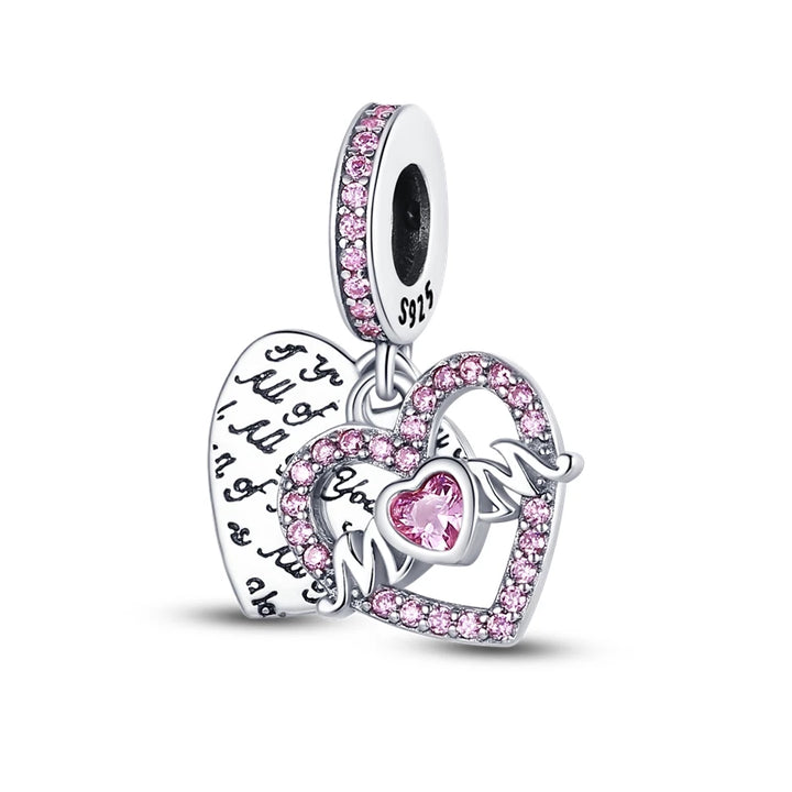 2025 New 925 Sterling Silver Pink Heart Charms Fit Pandora