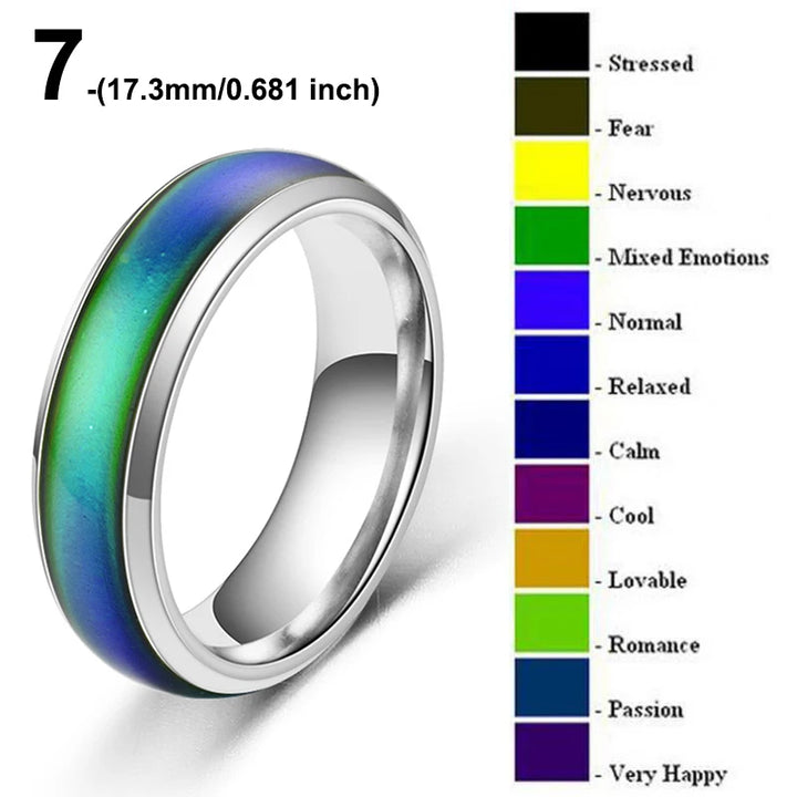 1pc Stainless Steel Mood Ring Changing Color Rings For Couples