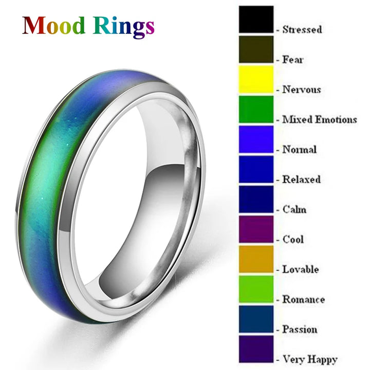 1pc Stainless Steel Mood Ring Changing Color Rings For Couples