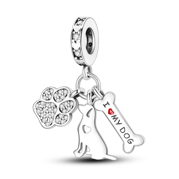 Dog Schnauzer French Bulldog Silver Plated Charm Beads