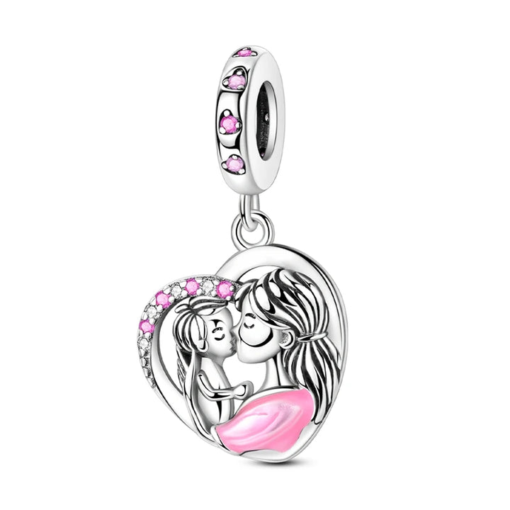 2025 New 925 Sterling Silver Pink Heart Charms Fit Pandora