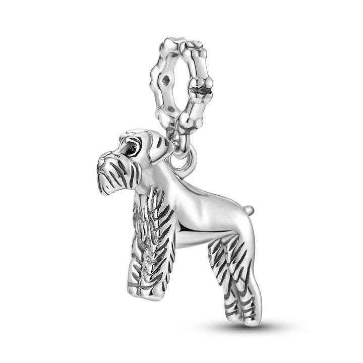 Dog Schnauzer French Bulldog Silver Plated Charm Beads