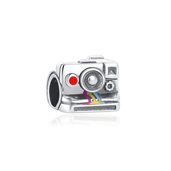 Silver Camera Phone Headset Charm Pendant