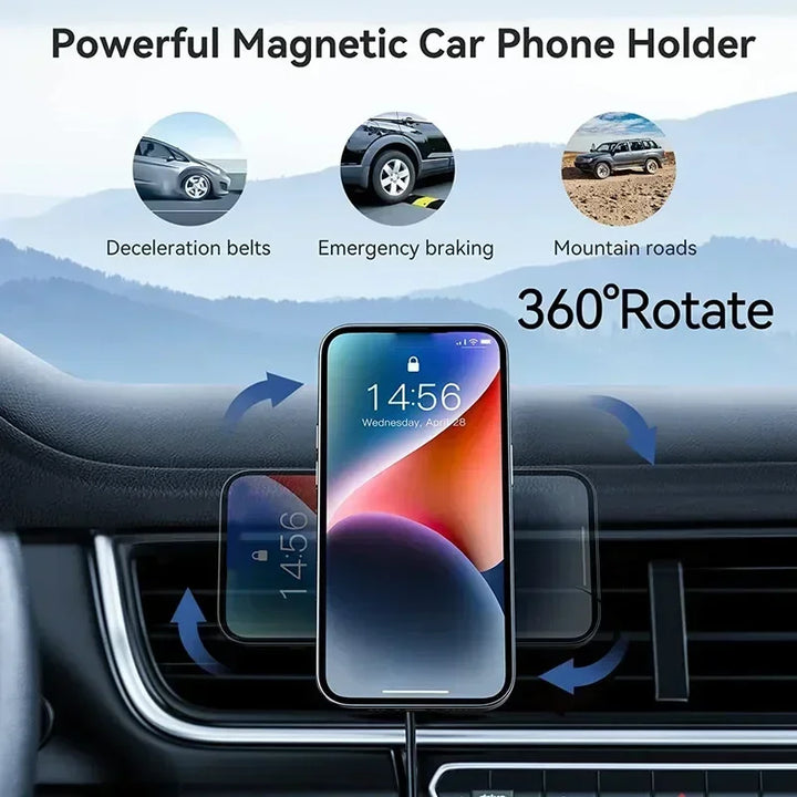15W Magnetic Car Wireless Charger Stand for iPhone 15 14 13 12 Pro Max Samsung