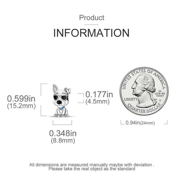 Dog Schnauzer French Bulldog Silver Plated Charm Beads