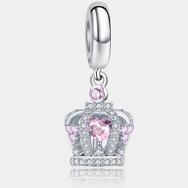 Silver Pink Crown Perfume Pendant Beads Jewelry