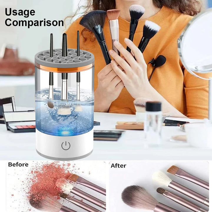 Portable USB Makeup Brush Cleaner with UV Sterilization – Automatic Rotary Cleaner for Quick &amp; Hygienic Brush Cleaning