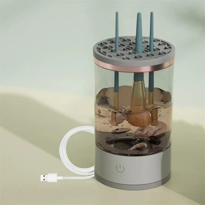 Electric Makeup Brush Cleaner &amp; Dryer – Automatic Spinning Brush Cleaner with Cleaner Mat for Quick, Efficient Cleaning