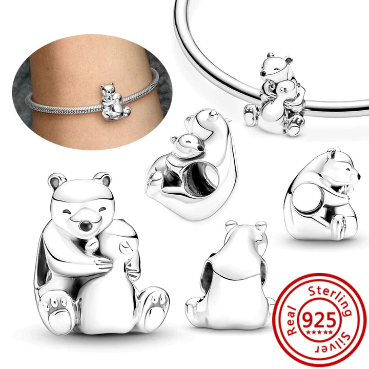 Silver Cartoon Cute Panda Bear Pendant for DIY Jewelry