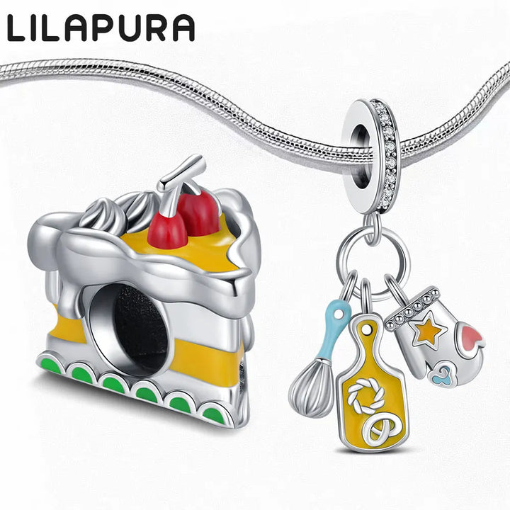 LILAPURA 925 Sterling Silver Cooking Pendant Charm for DIY Jewelry