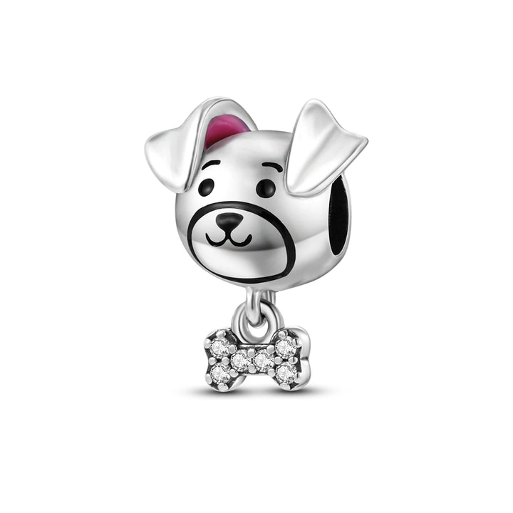 Dog Schnauzer French Bulldog Silver Plated Charm Beads