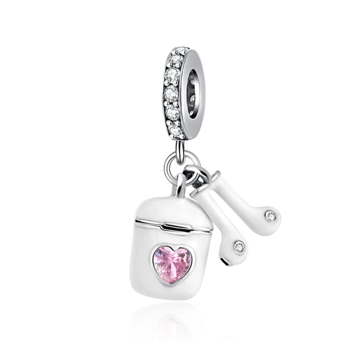 Silver Camera Phone Headset Charm Pendant
