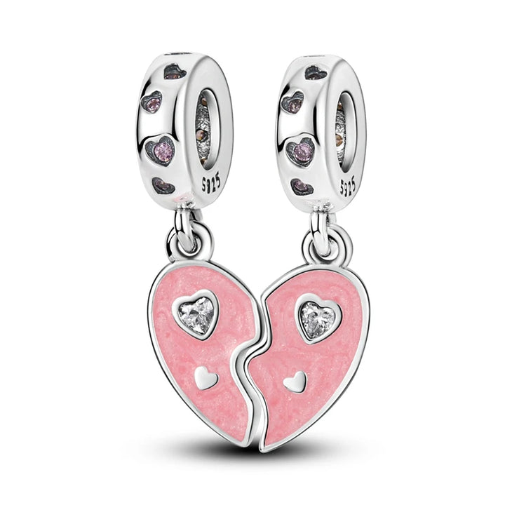 2025 New 925 Sterling Silver Pink Heart Charms Fit Pandora