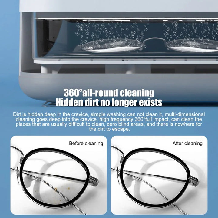 45000Hz Ultrasonic Cleaner – 360° Deep Cleaning for Jewelry, Glasses &amp; Watches | USB-C Rechargeable, Low-Noise &amp; Portable"